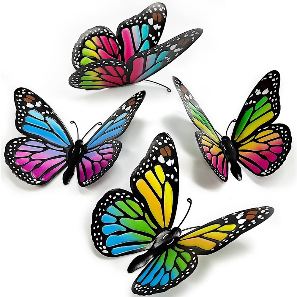 NEW 4 Metal Butterflies Wall Decor